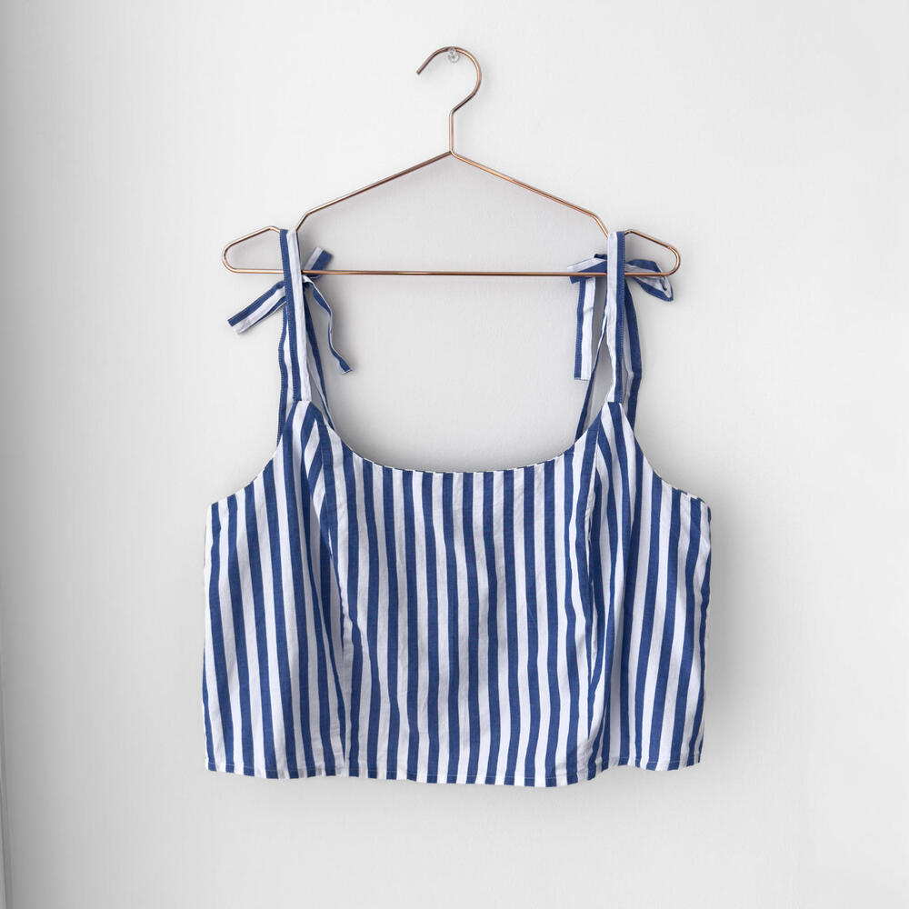 NWT Old Navy Blue White Stripe Tie Strap Cami Tank Top Size XL